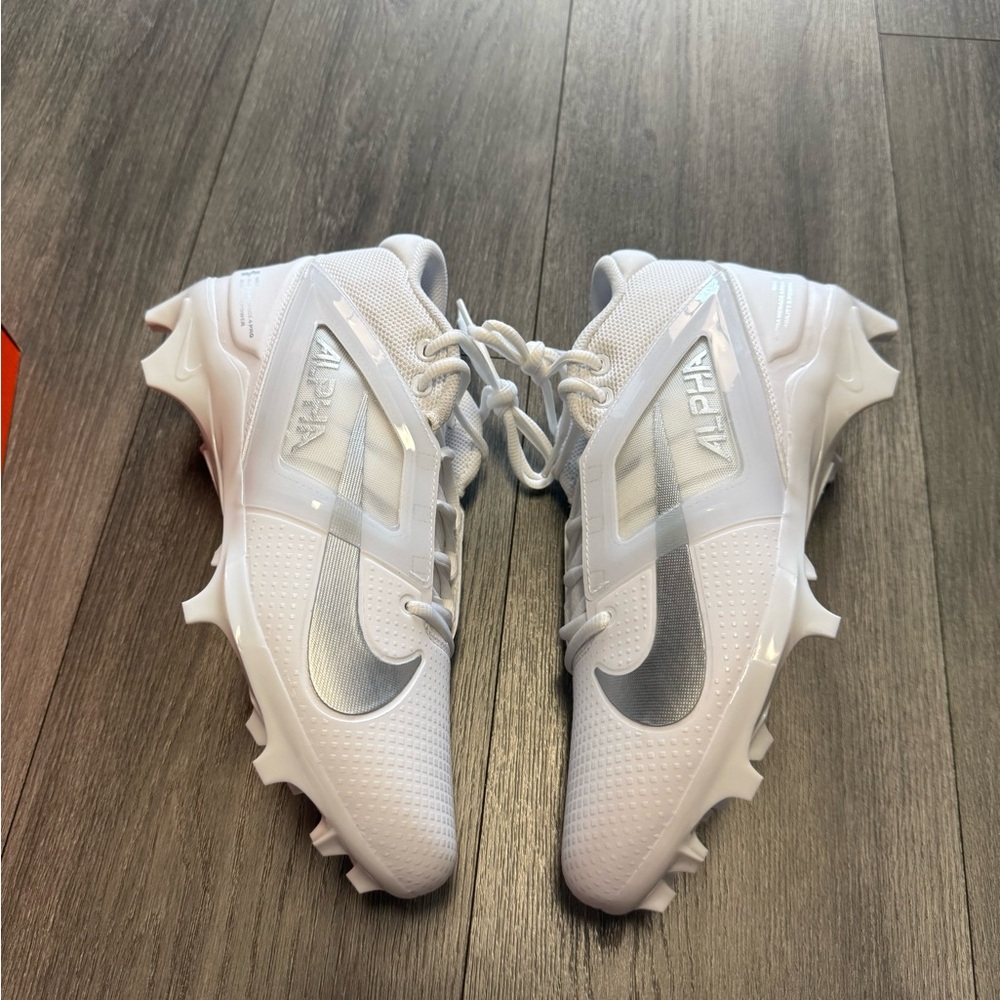 Nike Alpha Menace 4 Pro White Metallic Silver Football Cleats FD7037-101